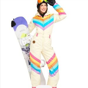 Tipsy Elves retro women’s rainbow snow suit
